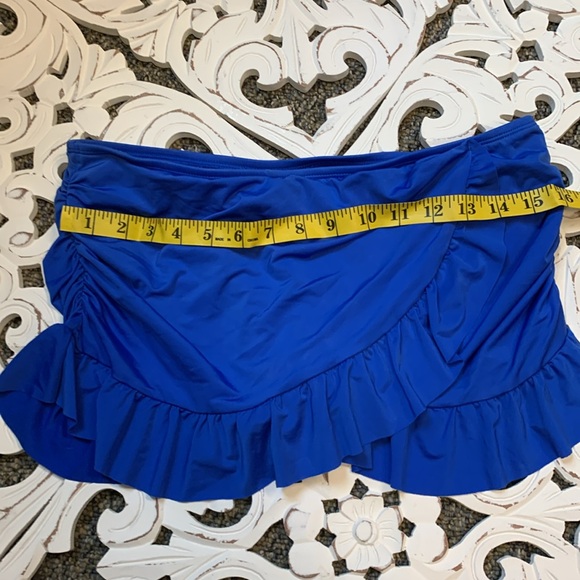 Kenneth Cole Reaction Royal Blue Ruffle Full Bottom Bikini Swim Skirt Size M NWT - Picture 9 of 10